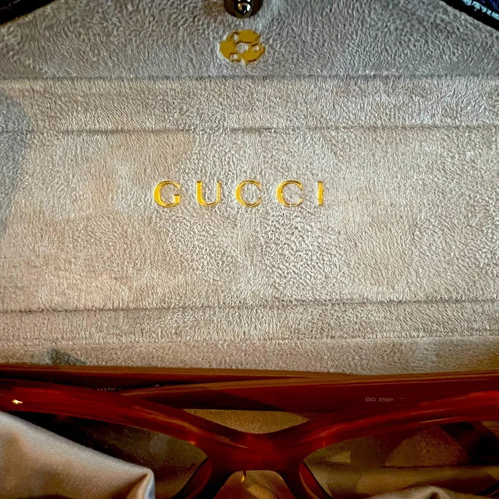 💃🏼 New Authentic Gucci Full Rim Butterfly / Cat Eye Brown Frames 3566 WD1 140 - Picture 9 of 16